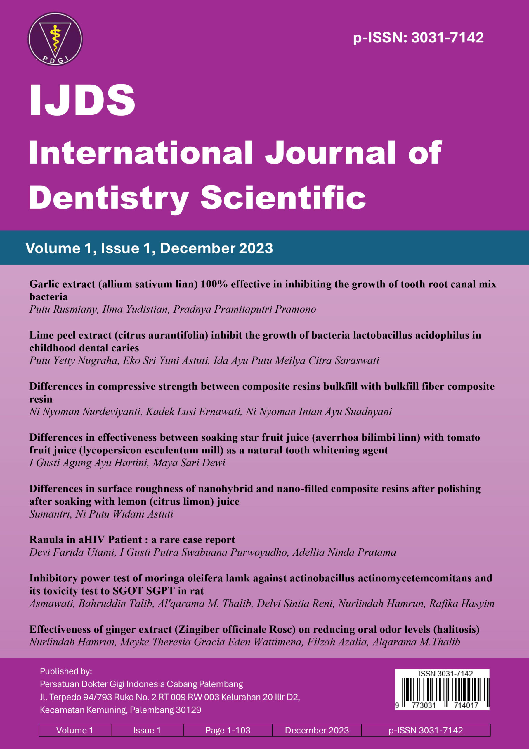 International Journal of Dentistry Scientific, Volume 1, Issue 1 ...